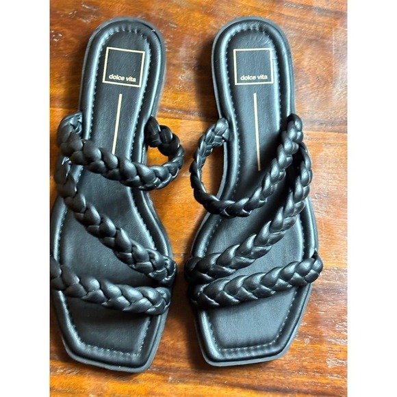 Dolce Vita Women's Iman Braided Strap Slide Sandals Black Size 9 - Picture 2 of 6